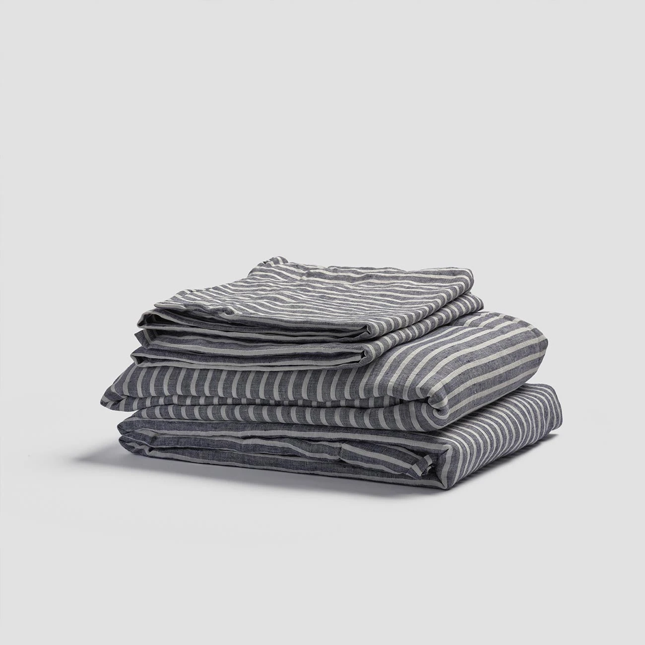 Midnight Stripe Linen Sheet Set 3 Midnight Stripe Linen Sheet Set