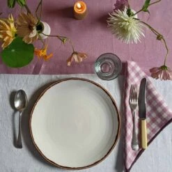 Raspberry Linen Table Runner -Piglet in Bed Store Piglet in Bed Linen Table Runner Raspberry Lifestyle 3