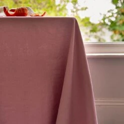 Raspberry Linen Tablecloth -Piglet in Bed Store Piglet in Bed Linen Tablecloth Raspberry Lifestyle 2