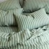 Pine Green Stripe Linen Fitted Sheet 2 Pine Green Stripe Linen Fitted Sheet -Piglet in Bed Store Piglet in Bed Pembroke Stripe Bedding Pine Green 8 1