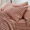 Sandstone Red Stripe Linen Pillowcases (Pair) -Piglet in Bed Store Piglet in Bed Pembroke Stripe Bedding Sandstone Red 4 1