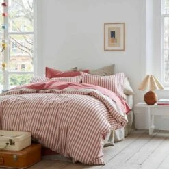 Desert Sand Seersucker Stripe Cotton Duvet Cover 12 Desert Sand Seersucker Stripe Cotton Duvet Cover -Piglet in Bed Store Piglet in Bed Seersucker Stripe Bedding Desert Sand 2 1