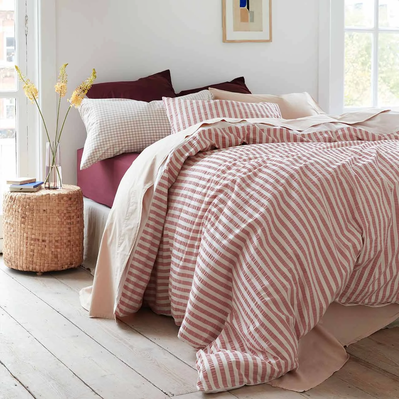 Desert Sand Seersucker Stripe Cotton Duvet Cover 3 Desert Sand Seersucker Stripe Cotton Duvet Cover