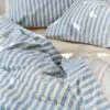 Single Warm Blue Seersucker Stripe Cotton Duvet Cover -Piglet in Bed Store Piglet in Bed Seersucker Stripe Bedding Warm Blue 4 8e16cede 1c45 4c81 bd21 35ae5accfb68