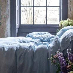 Lake Blue Linen Sheet Set 13 Lake Blue Linen Sheet Set -Piglet in Bed Store Piglet in Bed Standard Sheet Set Lake Blue 3