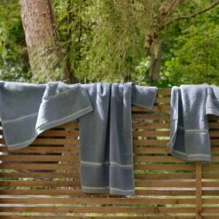 Warm Blue Bath Mat 11 Warm Blue Bath Mat -Piglet in Bed Store Piglet in Bed Terry Cotton Bath Mat Warm Blue Lifestyle 2