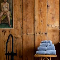 Warm Blue Bath Towel -Piglet in Bed Store Piglet in Bed Terry Cotton Bath Towel Warm Blue Lifestyle 1