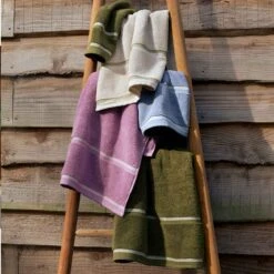 Warm Blue Hand Towel 13 Warm Blue Hand Towel -Piglet in Bed Store Piglet in Bed Terry Cotton Hand Towel Warm Blue Lifestyle 2