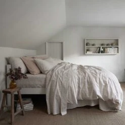 Cafe Au Lait Small Gingham Cotton Duvet Cover