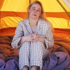 Mushroom Gingham Pyjama Trouser Set