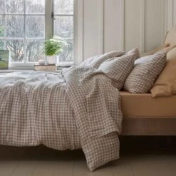 Mushroom Gingham Linen Pillowcase (Pair) -Piglet in Bed Store Piglet in Linen Bedding Mushroom Gingham1300X1300 Web 3 9bb228b9 6f95 4e7d 8d49 0e1d13cb77d7 1