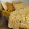Honey Gingham Linen Flat Sheet -Piglet in Bed Store PigletInBed LinenBedding HoneyGingham 1300x1300 Web 3 1