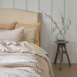 Mushroom Gingham Linen Fitted Sheet -Piglet in Bed Store PigletInBed LinenBedding MushroomGingham 1300x1300 Web2jpg 1