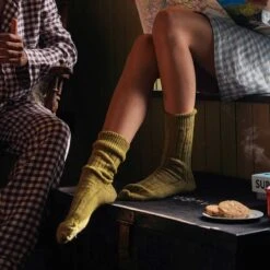 Botanical Green Alpaca Bed Socks