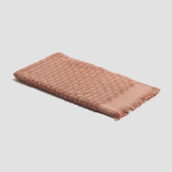 Creme Caramel Basketweave Cotton Hand Towel -Piglet in Bed Store PigletinBed BathroomCollection BasketweaveCottonHandTowel CremeCaramel 1 GreyBG
