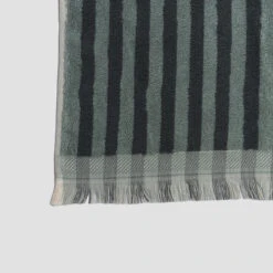 Pine Green Pembroke Stripe Cotton Bath Towel -Piglet in Bed Store PigletinBed BathroomCollection PembrokeStripeCottonDetail PineGreen 1 GreyBG 7fc04786 c1ac 470f 94c9 17b1bcd3a4ff