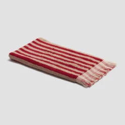 Sandstone Red Pembroke Stripe Cotton Hand Towel -Piglet in Bed Store PigletinBed BathroomCollection PembrokeStripeCottonHandTowel SandstoneRed 1 GreyBG
