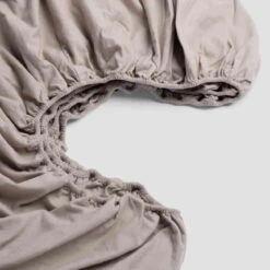 Clay Brushed Cotton Fitted Sheet -Piglet in Bed Store PigletinBed BrushedCottonBedding FittedSheet Clay 2 GreyBG