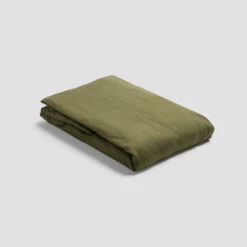 Olive Green Brushed Cotton Fitted Sheet -Piglet in Bed Store PigletinBed BrushedCottonBedding FittedSheet Olive 1 GreyBG
