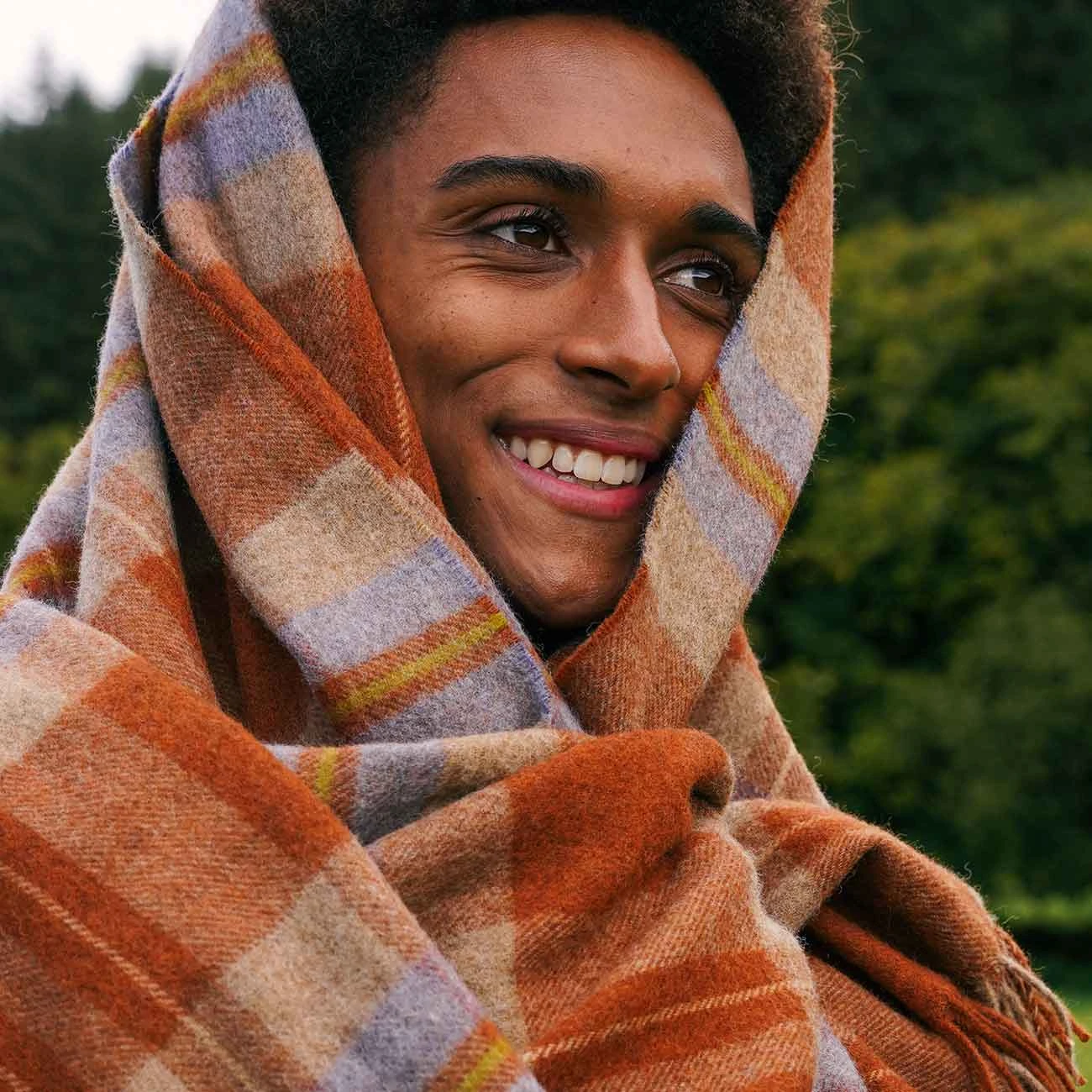 Burnt Orange Check Cabin Wool Blanket 7 Burnt Orange Check Cabin Wool Blanket - Image 5