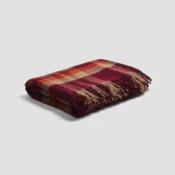 Berry Check Cabin Wool Blanket -Piglet in Bed Store PigletinBed CheckCabinWoolBlanket Berry 1 GreyBG