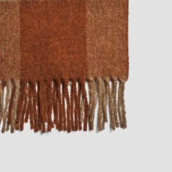 Burnt Orange Check Cabin Wool Blanket 10 Burnt Orange Check Cabin Wool Blanket -Piglet in Bed Store PigletinBed CheckCabinWoolBlanket BurntOrange 2 GreyBG