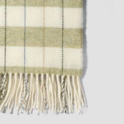 Apple Checked Stripe Wool Blanket -Piglet in Bed Store PigletinBed CheckedStripeWoolBlanket Apple 2 greyBG