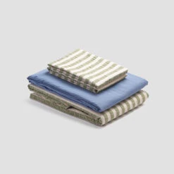 Pear Seersucker Stripe Cotton Bundle -Piglet in Bed Store PigletinBed CottonBasicBundle PearSeersuckerStripe Mix Match V3 CoveBlue greyBG