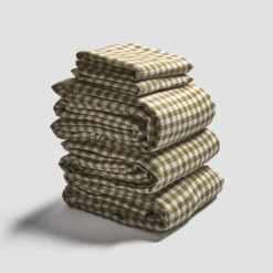 Botanical Green Gingham Linen Bedtime Bundle 17 Botanical Green Gingham Linen Bedtime Bundle -Piglet in Bed Store PigletinBed GinghamBeddingBedtimeBundle BotanicGreen 1 greyBG