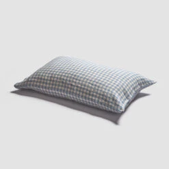 Warm Blue Gingham Linen Sheet Set -Piglet in Bed Store PigletinBed GinghamBeddingPillowCase WarmBlue 1 greyBG 4ab862c2 dd66 4036 99ae 0cc5afba4037