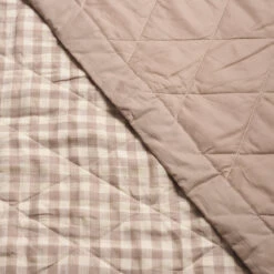 Mushroom Gingham Linen Quilt 7 Mushroom Gingham Linen Quilt -Piglet in Bed Store PigletinBed GinghamCottonLinenQuilt Mushroom 4