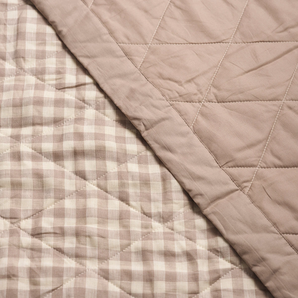 Mushroom Gingham Linen Quilt 5 Mushroom Gingham Linen Quilt - Image 3