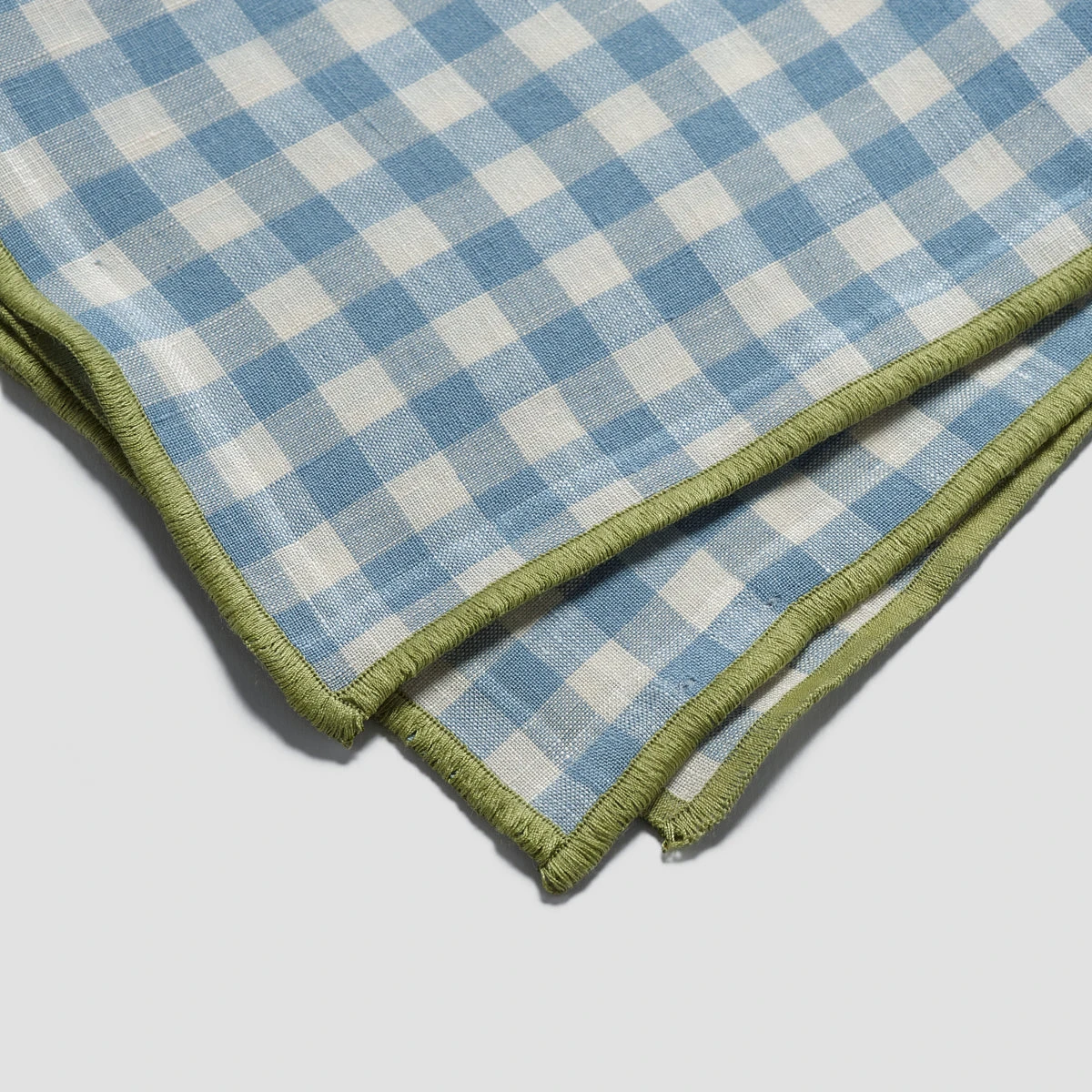 Warm Blue Gingham Linen Napkins Set Of 4 5 Warm Blue Gingham Linen Napkins Set Of 4 - Image 3
