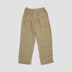 Men's Botanical Green Gingham Linen Pyjama Trouser Set -Piglet in Bed Store PigletinBed GinghamPyjamas Trousers BotanicGreen 1 greybg 808f0d84 604e 4e49 85ee e6dfec47e262