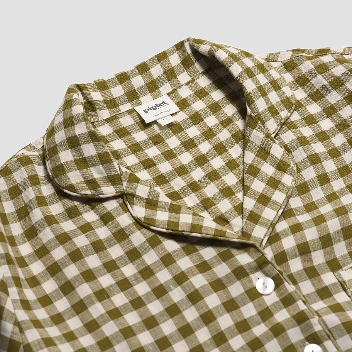 Botanical Green Gingham Linen Pyjama Shorts Set 4 Botanical Green Gingham Linen Pyjama Shorts Set - Image 2