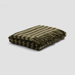 Botanical Green Gingham Wool Blanket 11 Botanical Green Gingham Wool Blanket -Piglet in Bed Store PigletinBed GinghamWoolBlanket BotanicalGreen 1 greyBG