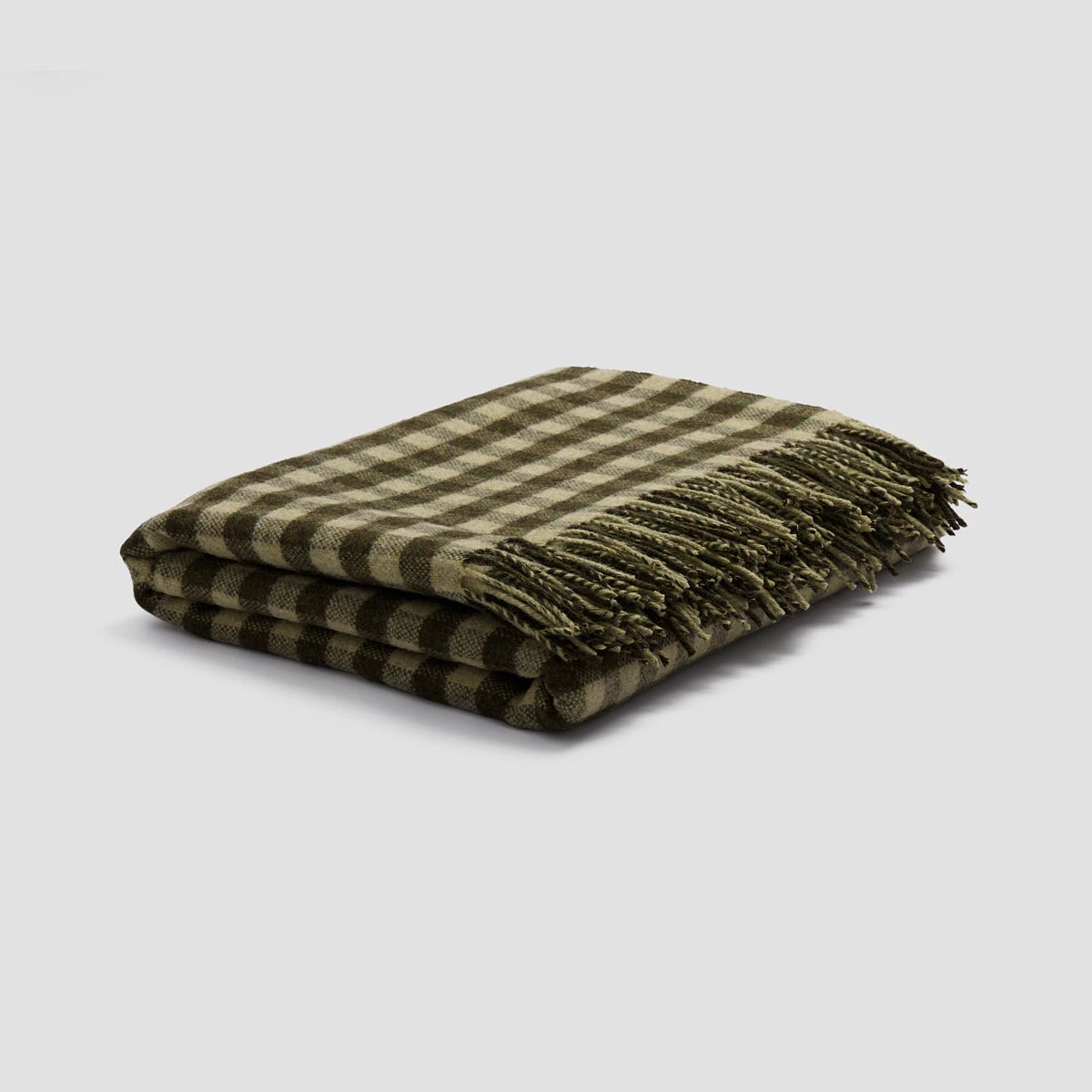 Botanical Green Gingham Wool Blanket 5 Botanical Green Gingham Wool Blanket - Image 3