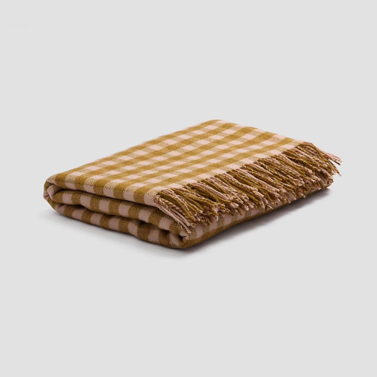 Ochre Gingham Wool Blanket 4 Ochre Gingham Wool Blanket - Image 2