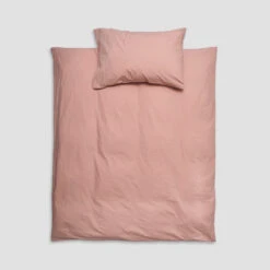 French Rose Kids Cotton Bedding Set -Piglet in Bed Store PigletinBed KidsPlainCottonBedding CotSet FrenchRose 1 GreyBG