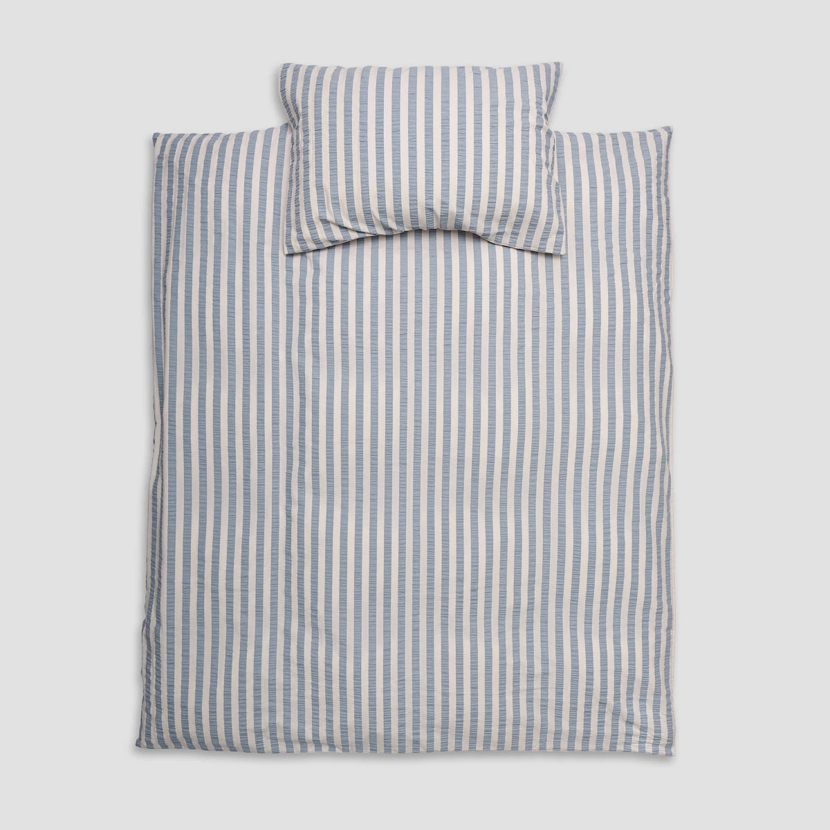 Warm Blue Seersucker Kids Stripe Cotton Bedding Set 8 Warm Blue Seersucker Kids Stripe Cotton Bedding Set - Image 6