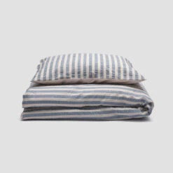 Warm Blue Seersucker Kids Stripe Cotton Bedding Set 10 Warm Blue Seersucker Kids Stripe Cotton Bedding Set -Piglet in Bed Store PigletinBed KidsSeersuckerStripeCottonBedding CotSet WarmBlue 2 GreyBG