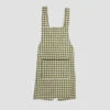Botanical Green Gingham Linen Apron -Piglet in Bed Store PigletinBed Kitchen LinenApron BotanicalGreen 1 GreyBG