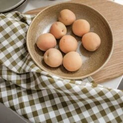 Botanical Green Gingham Linen Tea Towel -Piglet in Bed Store PigletinBed Kitchen LinenTeaTowel BotanicalGreen Lifestyle 2