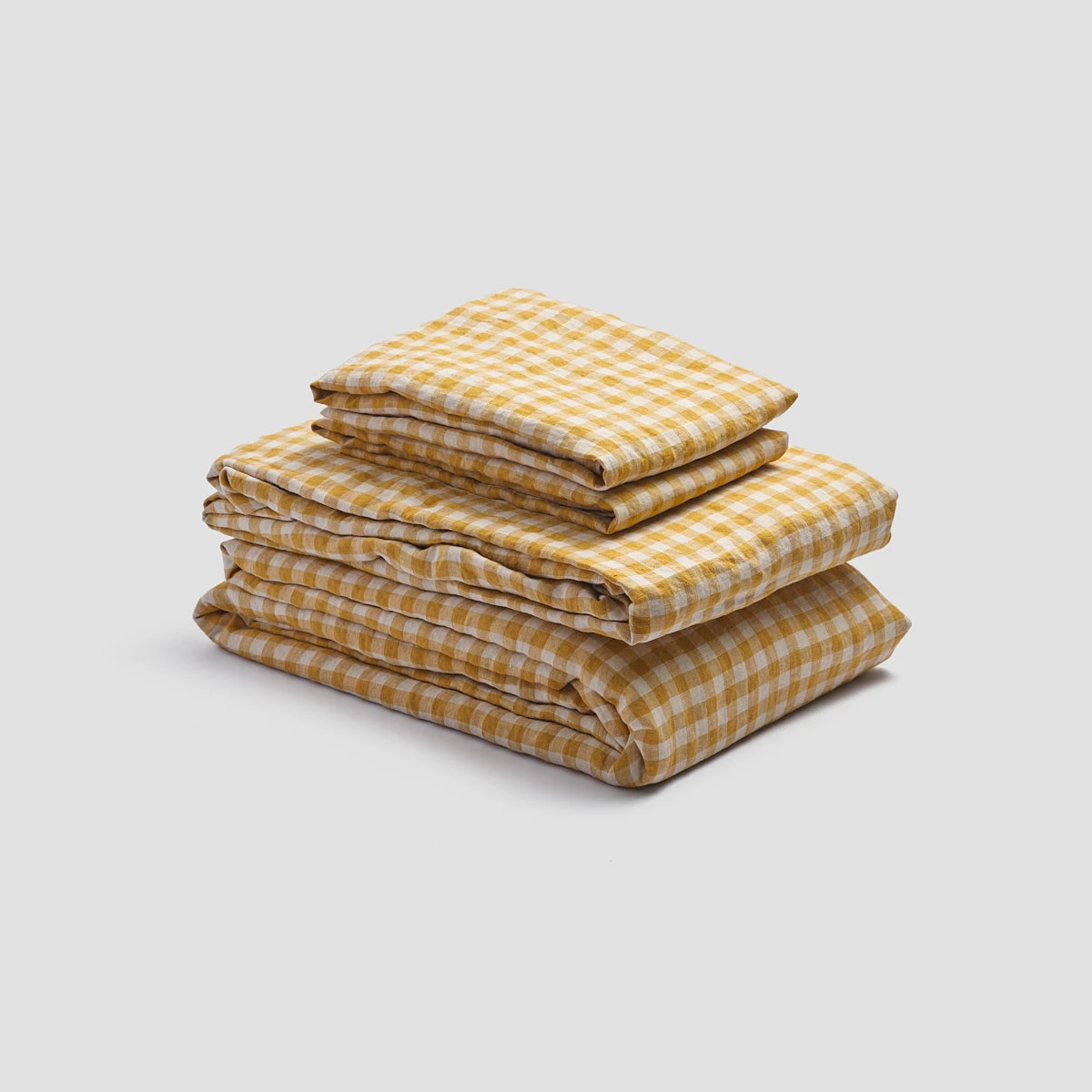 Honey Gingham Linen Sheet Set 3 Honey Gingham Linen Sheet Set