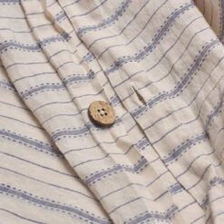 Dusk Blue Ticking Stripe Linen Duvet Cover -Piglet in Bed Store PigletinBed LinenDuvetCover DuskBlueTickingStripe 2 greyBG 1