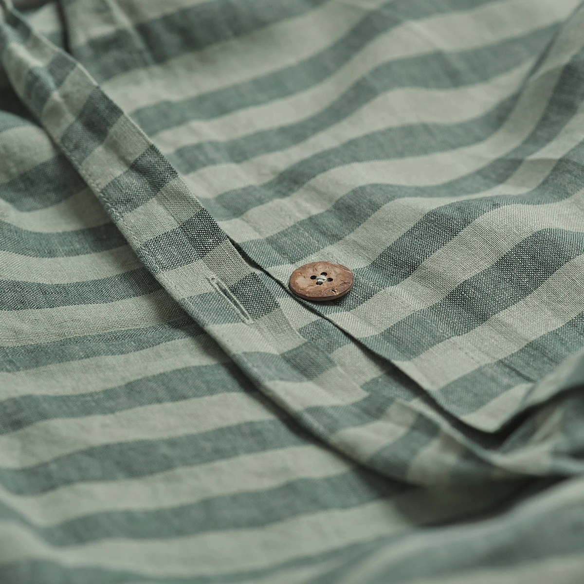 Pine Green Stripe Linen Duvet Cover 4 Pine Green Stripe Linen Duvet Cover - Image 2