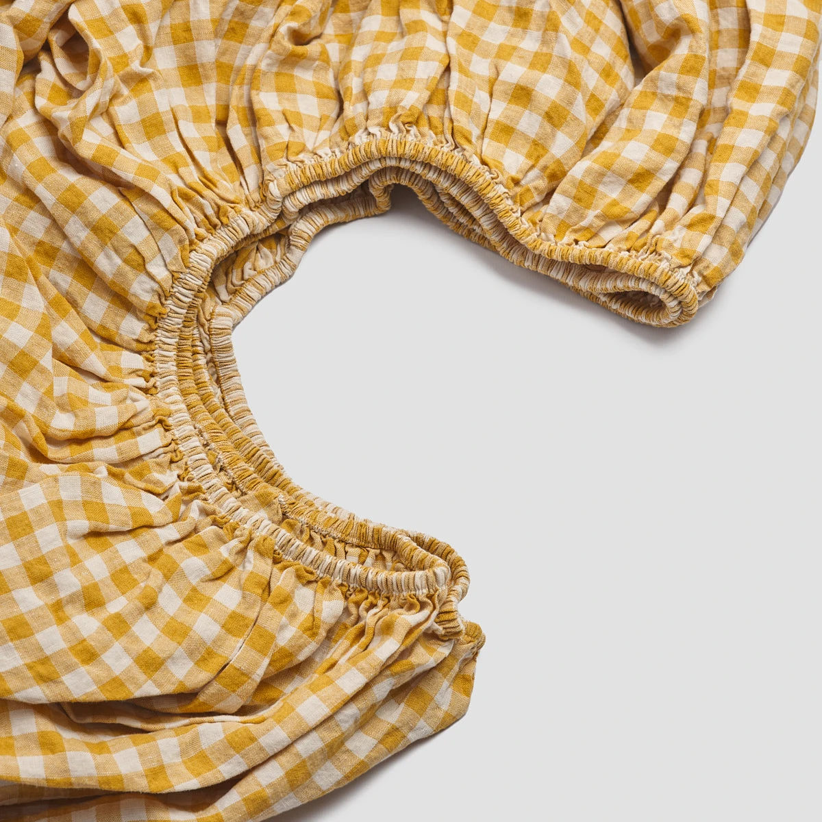 Honey Gingham Linen Sheet Set 5 Honey Gingham Linen Sheet Set - Image 4