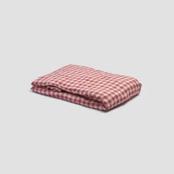 Mineral Red Gingham Linen Fitted Sheet 8 Mineral Red Gingham Linen Fitted Sheet -Piglet in Bed Store PigletinBed LinenFittedSheet MineralRedGingham 1 greyBG 1