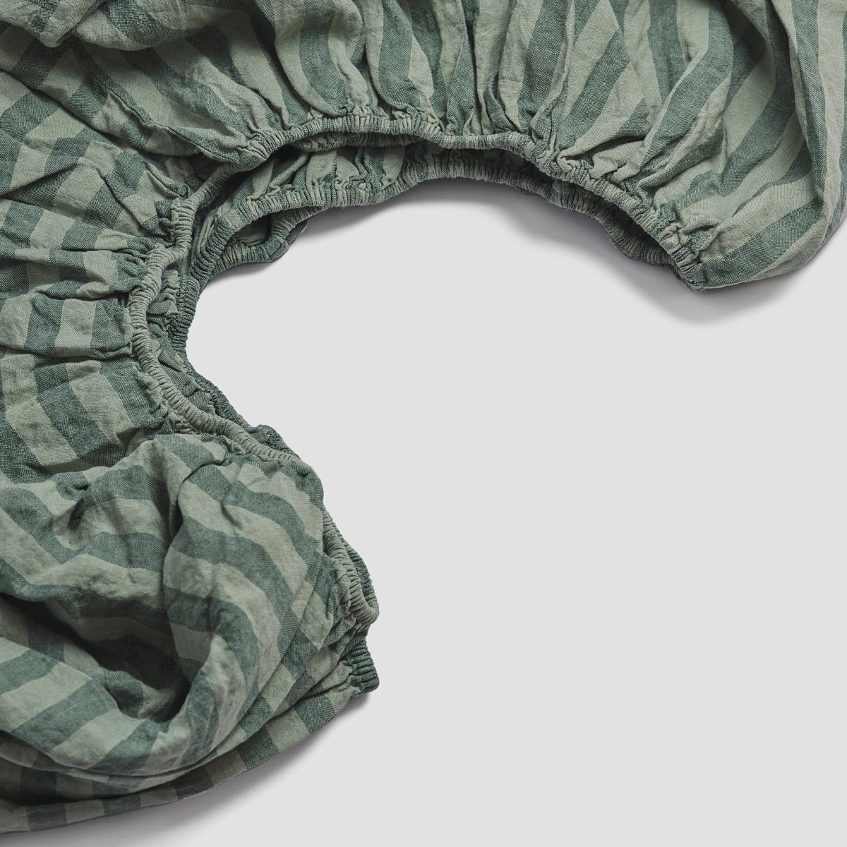 Pine Green Stripe Linen Fitted Sheet 5 Pine Green Stripe Linen Fitted Sheet - Image 3