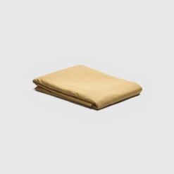 Butterscotch Washed Cotton Percale Flat Sheet -Piglet in Bed Store PigletinBed LinenFlatSheet Butterscotch 1 greyBG